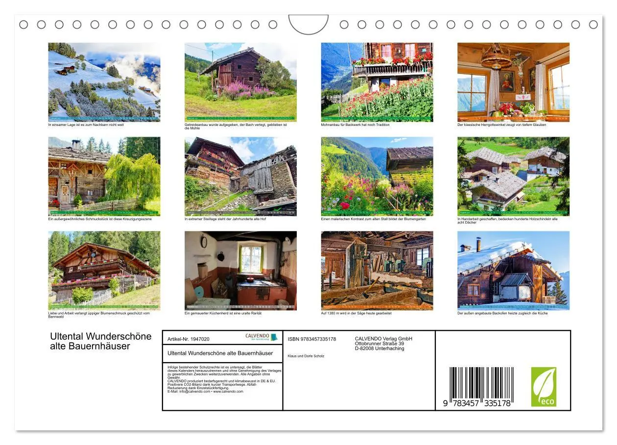 Bild: 9783457335178 | Ultental Wunderschöne alte Bauernhäuser (Wandkalender 2026 DIN A4...
