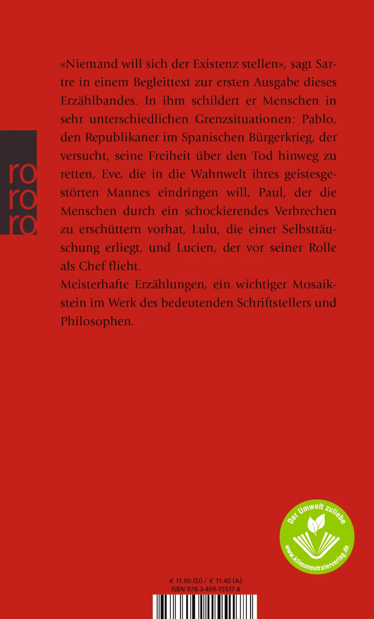 Rückseite: 9783499155178 | Die Kindheit eines Chefs | Jean-Paul Sartre | Taschenbuch | 192 S.