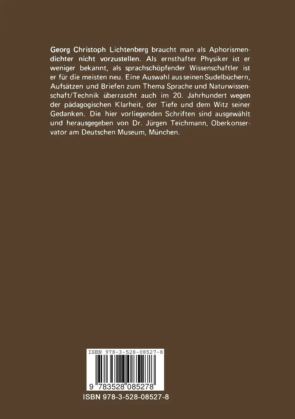 Rückseite: 9783528085278 | Aphoristisches zwischen Physik und Dichtung | Lichtenberg | Buch | vi