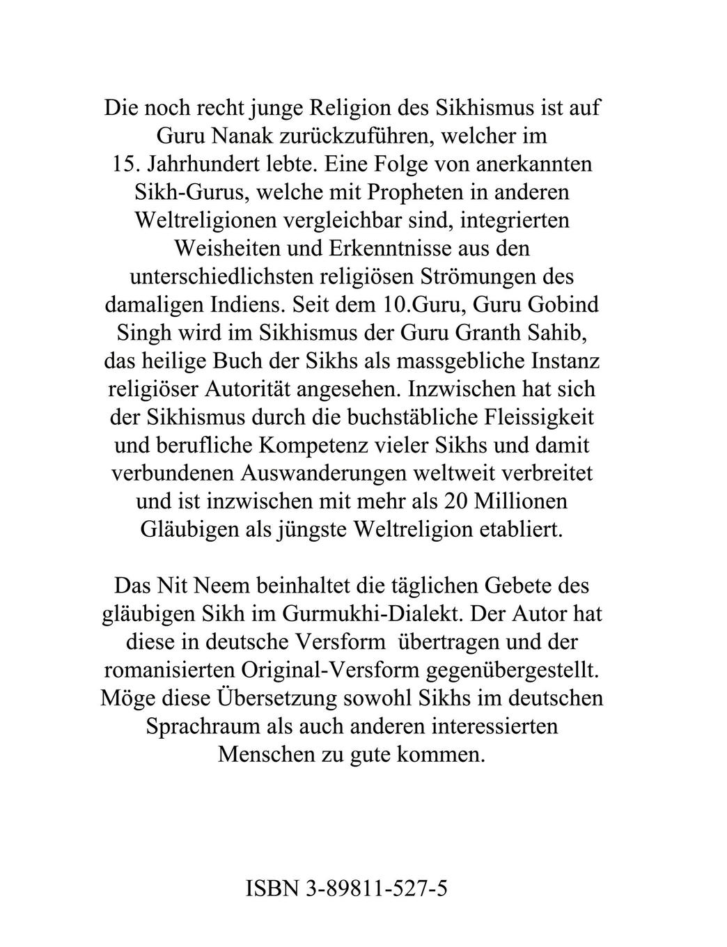 Rückseite: 9783898115278 | Morgengabe der Sikhs | Raja Singh | Taschenbuch | 252 S. | Deutsch