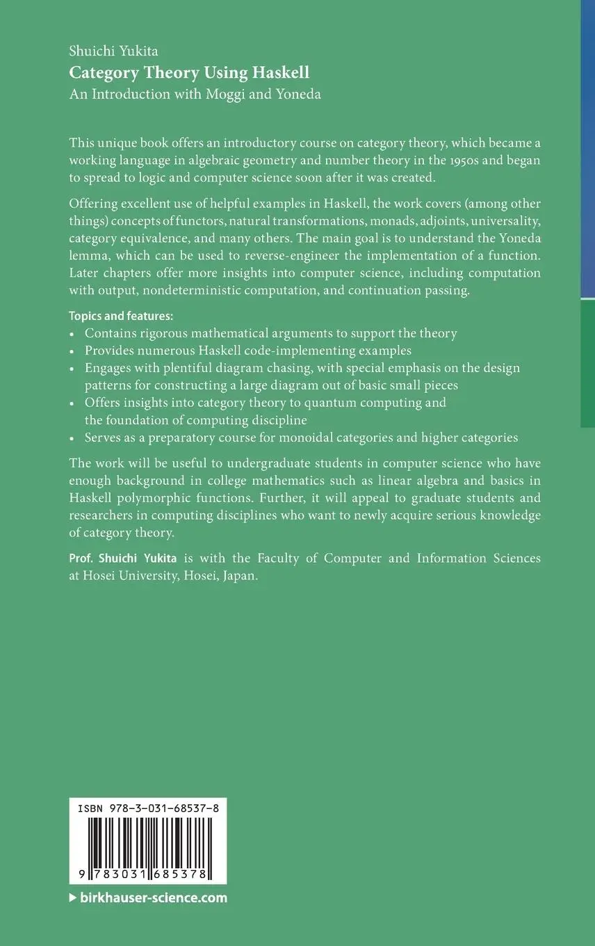 Rückseite: 9783031685378 | Category Theory Using Haskell | An Introduction with Moggi and Yoneda