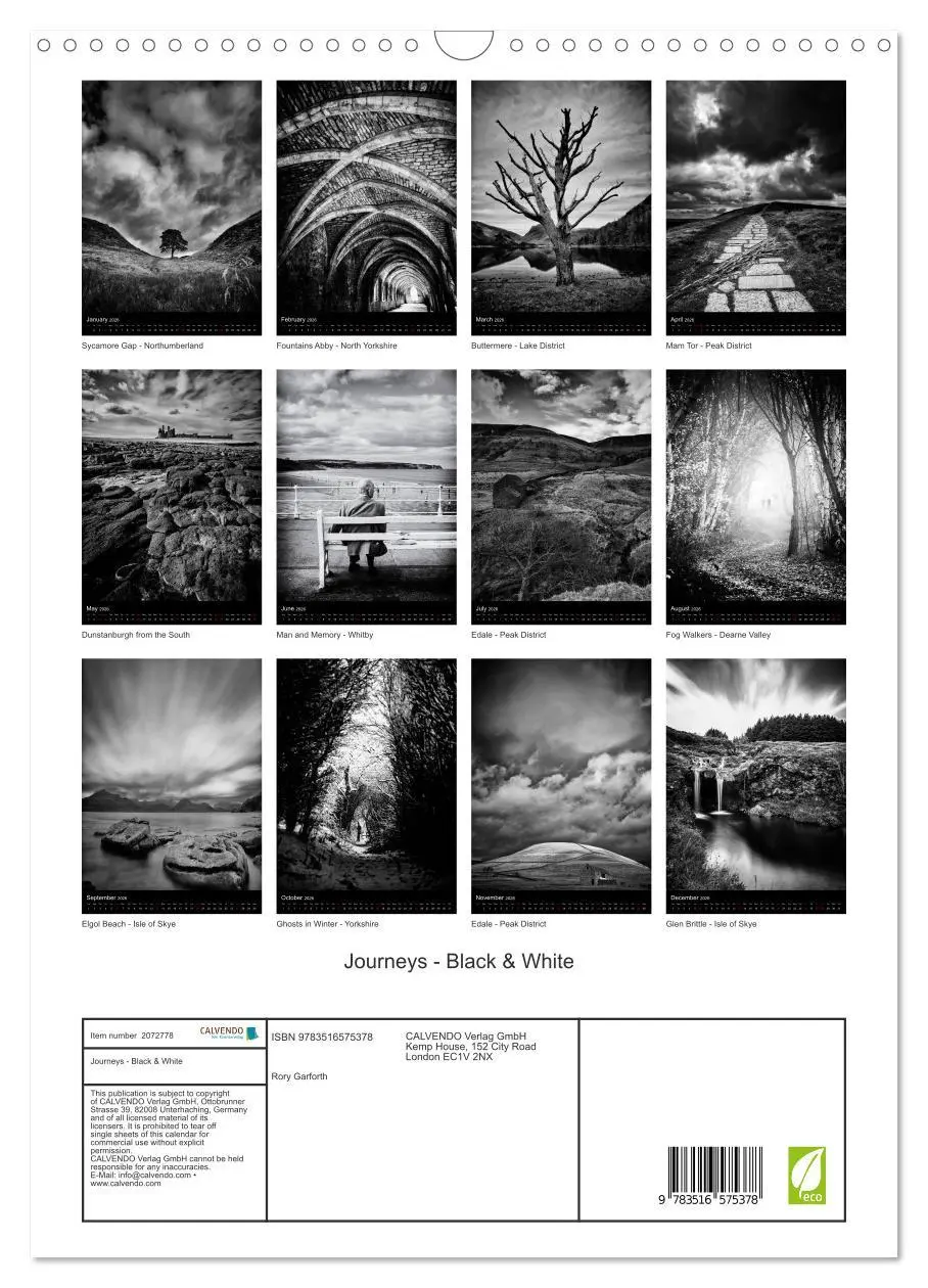 Bild: 9783516575378 | Journeys - Black &amp; White (Wall Calendar 2026 DIN A3 portrait),...