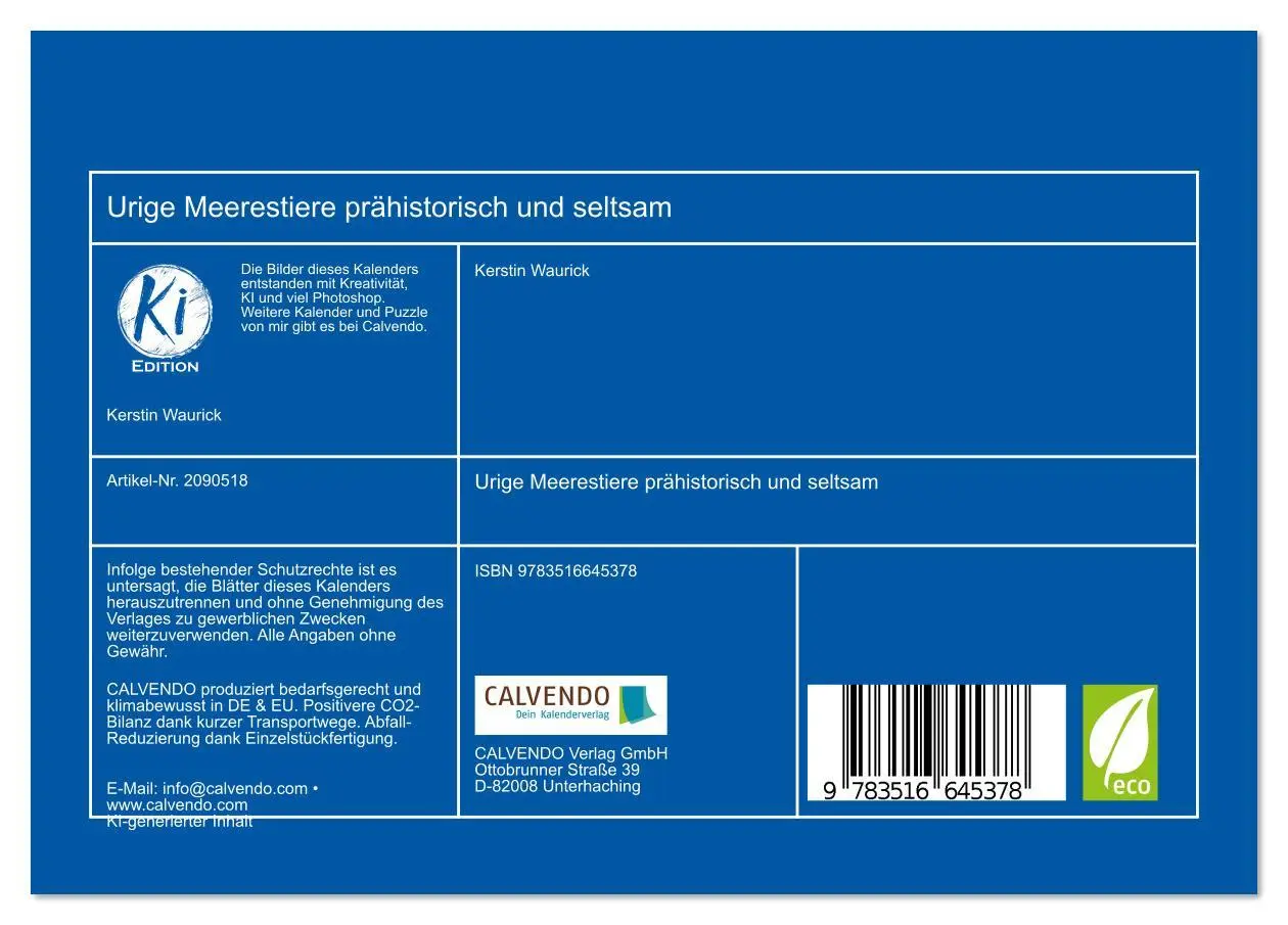 Bild: 9783516645378 | Urige Meerestiere prähistorisch und seltsam (Tischkalender 2026 DIN...