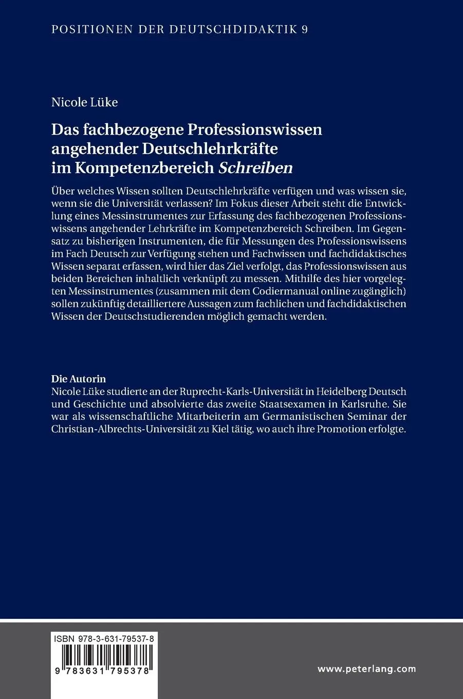 Rückseite: 9783631795378 | Das fachbezogene Professionswissen angehender Deutschlehrkräfte im...