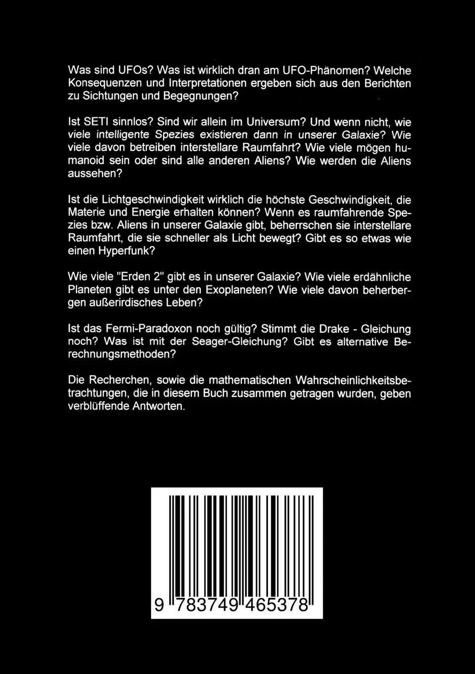 Rückseite: 9783749465378 | Alien-Hypothese | Eine Analyse zum UFO-Phänomen | Klaus Piontzik