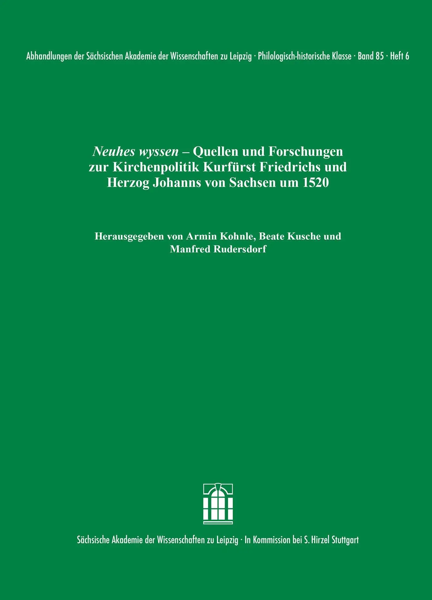 Cover: 9783777635378 | Neuhes wyssen | Armin Kohnle (u. a.) | Taschenbuch | 130 S. | Deutsch