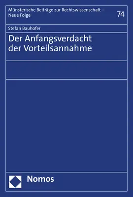Cover: 9783848775378 | Der Anfangsverdacht der Vorteilsannahme | Stefan Bauhofer | Buch