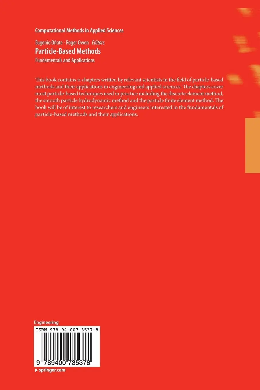 Rückseite: 9789400735378 | Particle-Based Methods | Fundamentals and Applications | Owen (u. a.)