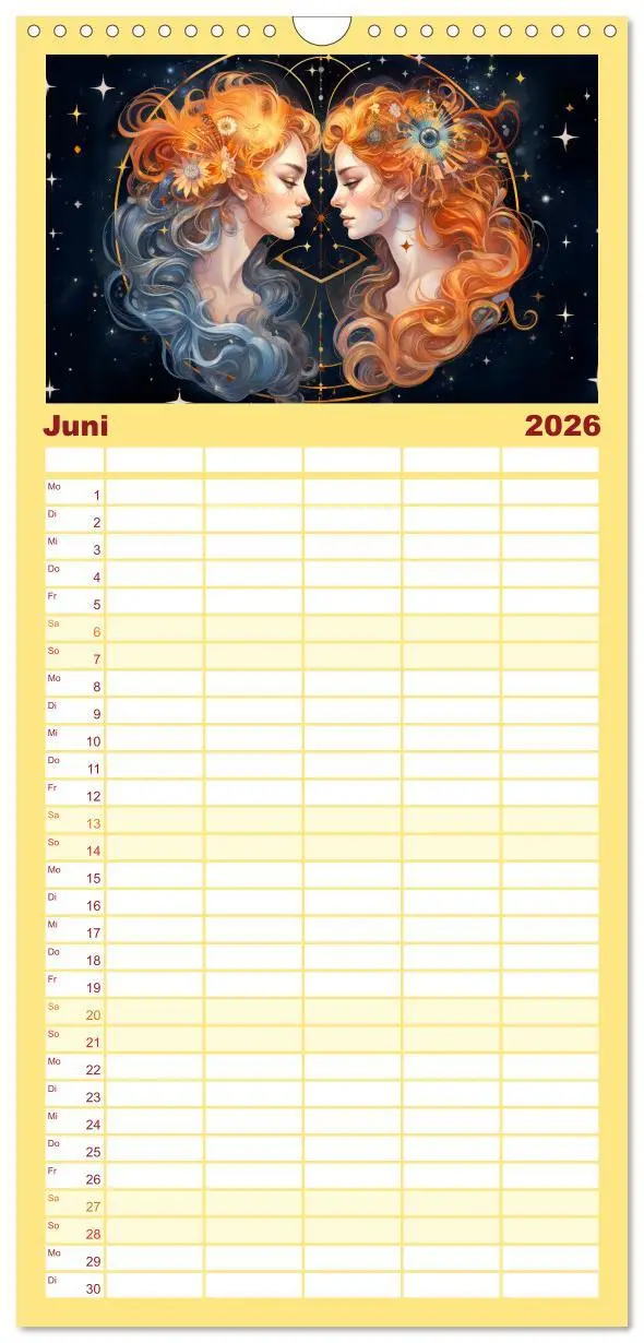 Bild: 9783516495478 | Familienplaner 2026 - Sternzeichen-Kalender - Galaktische Porträts...
