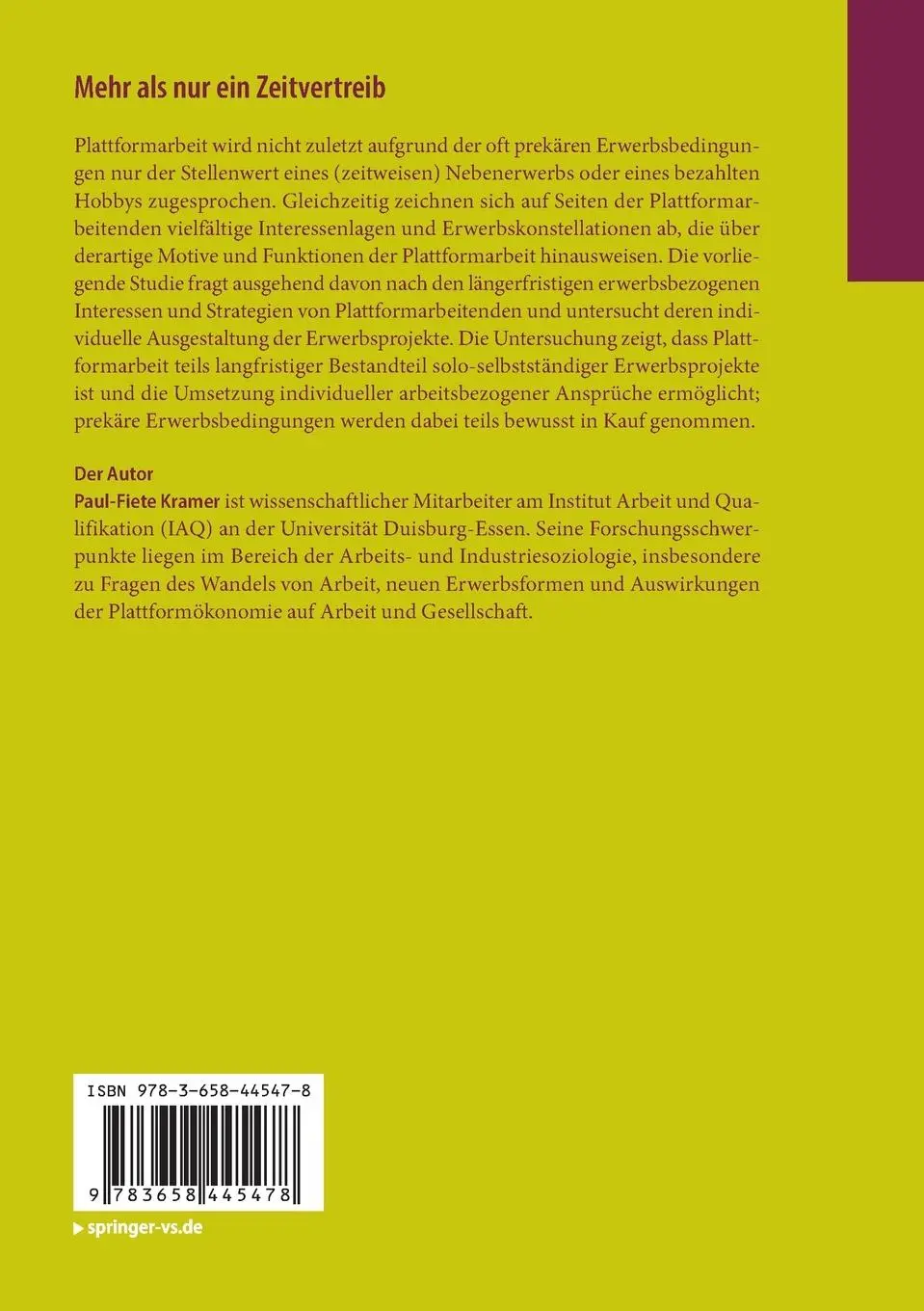 Rückseite: 9783658445478 | Mehr als nur ein Zeitvertreib | Paul-Fiete Kramer | Taschenbuch | xiii