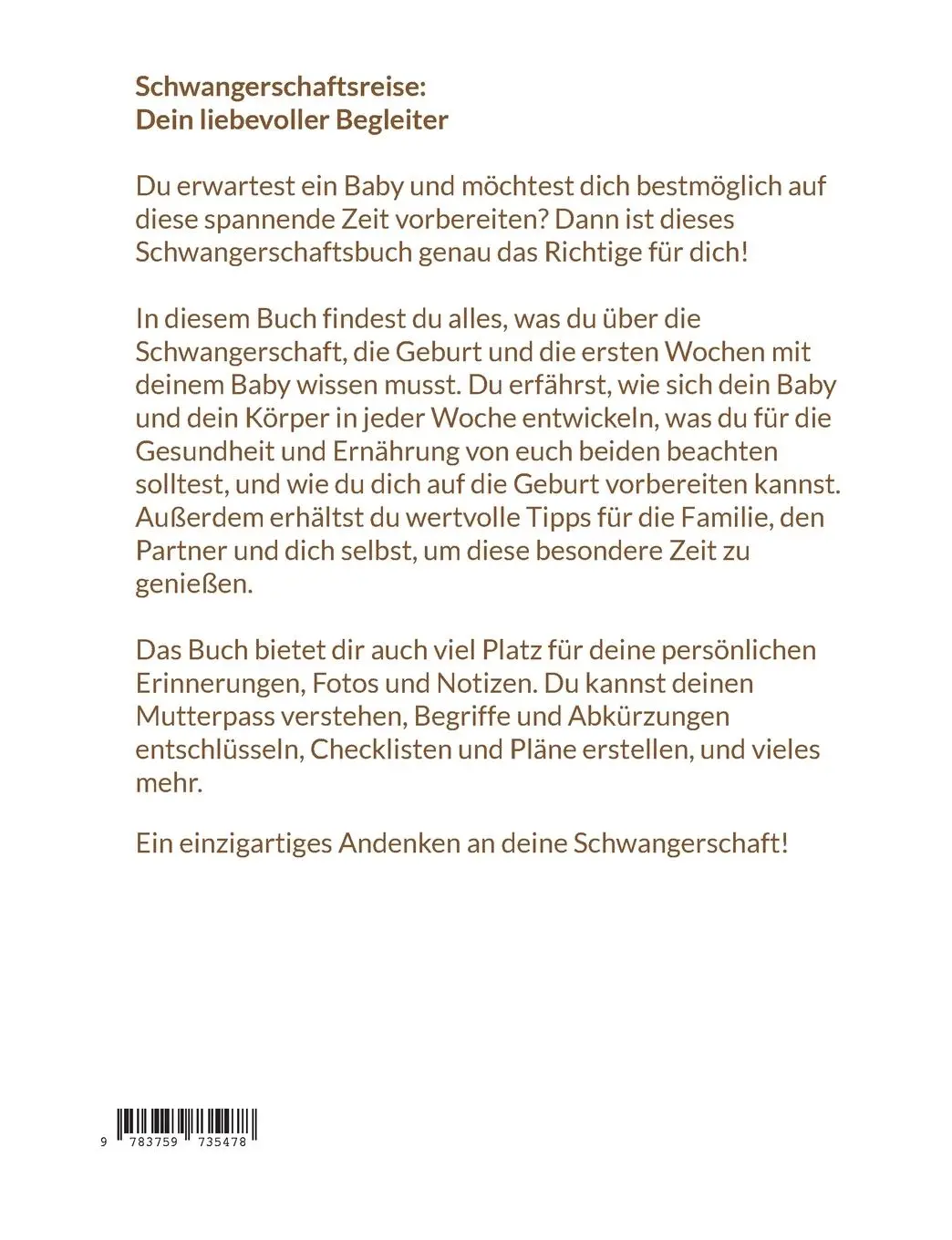 Rückseite: 9783759735478 | Meine Schwangerschaft | Karolina Knobel | Taschenbuch | Paperback