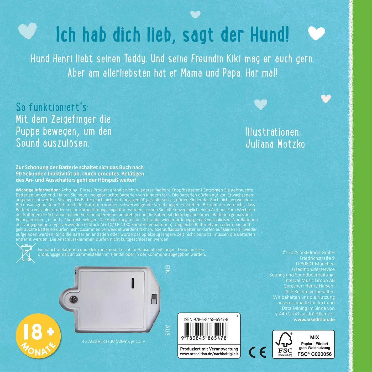 Rückseite: 9783845865478 | Meine sprechende Fingerpuppe: Was sagt der Hund? | Ich hab dich lieb!