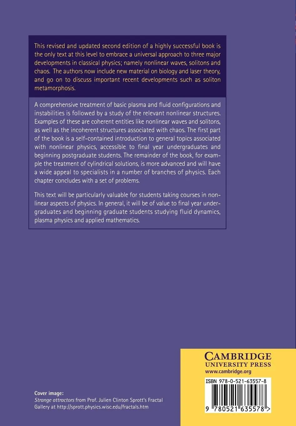 Rückseite: 9780521635578 | Nonlinear Waves, Solitons and Chaos | Eyrk Infeld (u. a.) | Buch