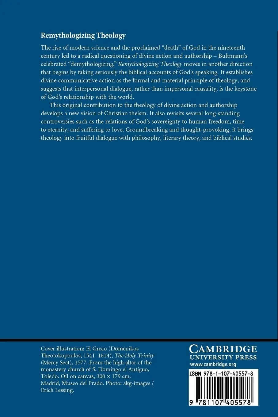 Rückseite: 9781107405578 | Remythologizing Theology | Divine Action, Passion, and Authorship
