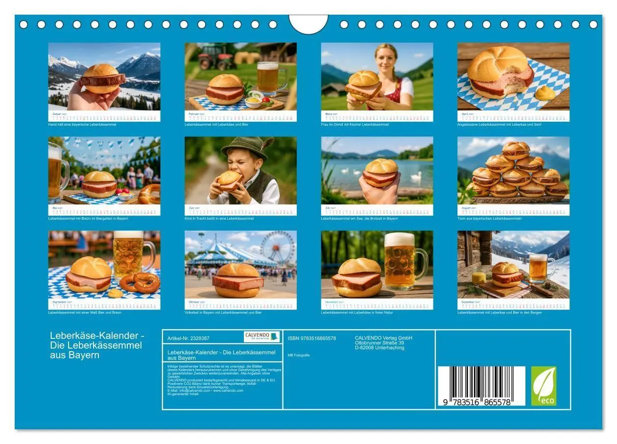Bild: 9783516865578 | Leberkäse-Kalender - Die Leberkässemmel aus Bayern (Wandkalender...