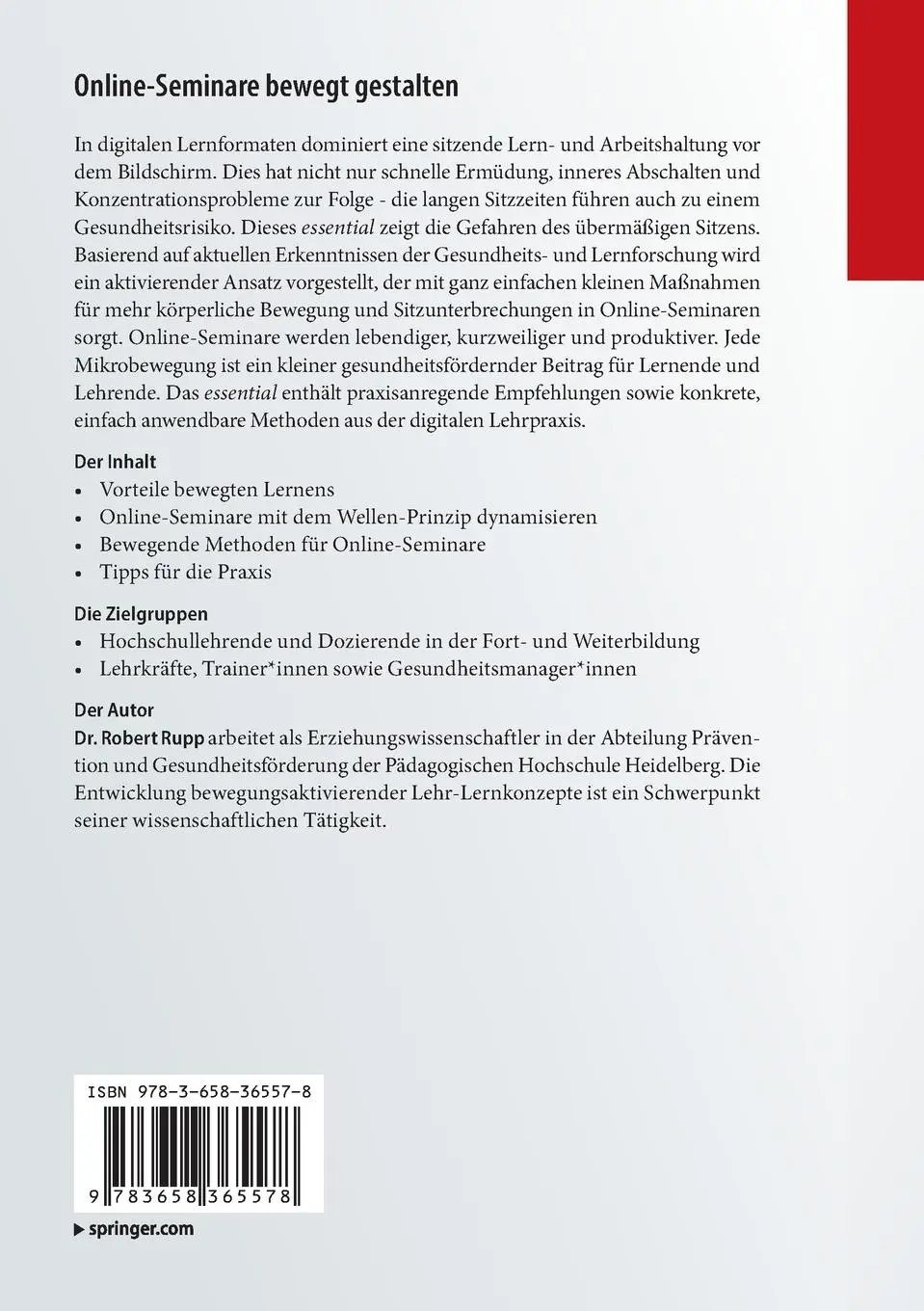 Rückseite: 9783658365578 | Online-Seminare bewegt gestalten | Robert Rupp | Taschenbuch | ix