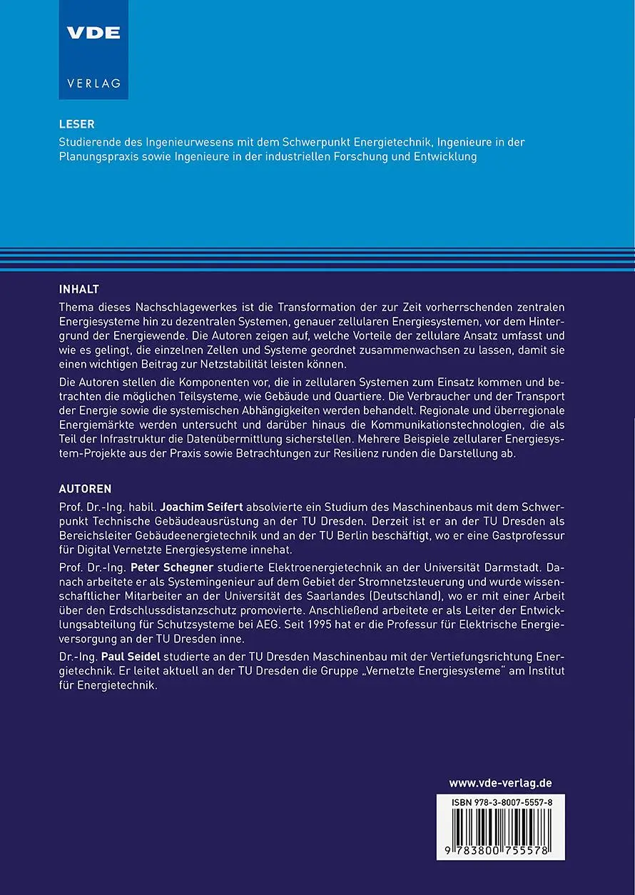 Rückseite: 9783800755578 | Zellulare Energiesysteme | Joachim Seifert (u. a.) | Buch | 230 S.