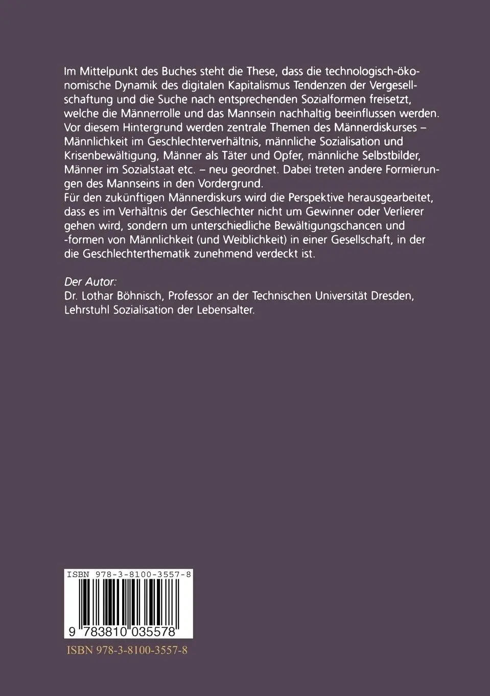 Rückseite: 9783810035578 | Die Entgrenzung der Männlichkeit | Lothar Böhnisch | Taschenbuch