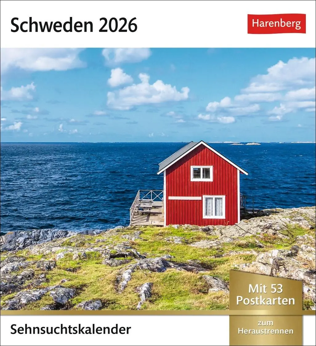 Cover: 9783840035678 | Schweden Sehnsuchtskalender 2026 - Wochenkalender mit 53 Postkarten