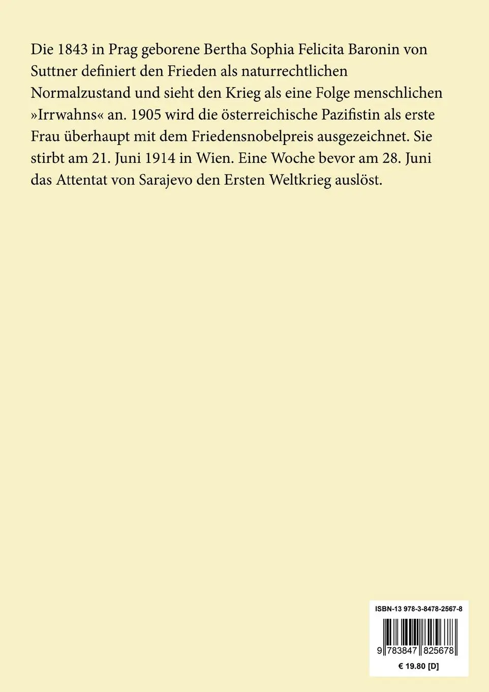 Rückseite: 9783847825678 | Die Waffen nieder! (Großdruck) | Eine Lebensgeschichte | Suttner