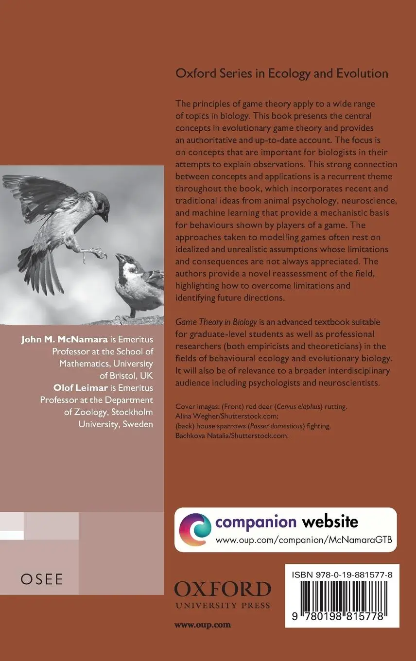 Rückseite: 9780198815778 | Game Theory in Biology | Concepts and Frontiers | McNamara (u. a.)