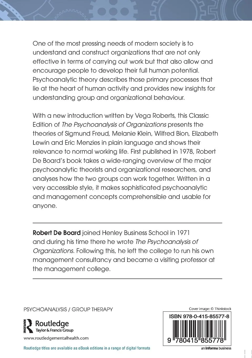 Rückseite: 9780415855778 | The Psychoanalysis of Organizations | Robert De Board | Taschenbuch