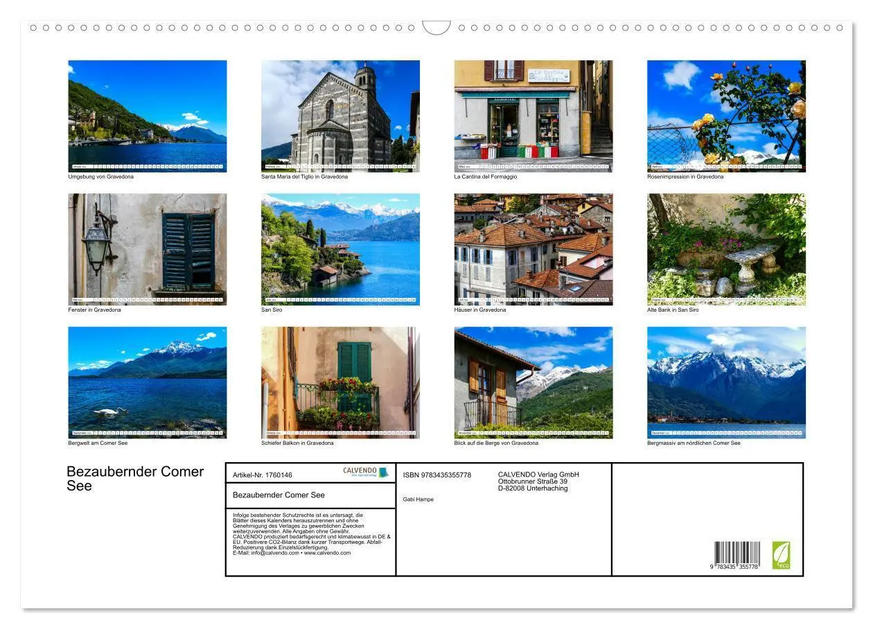 Bild: 9783435355778 | Bezaubernder Comer See (Wandkalender 2025 DIN A2 quer), CALVENDO...