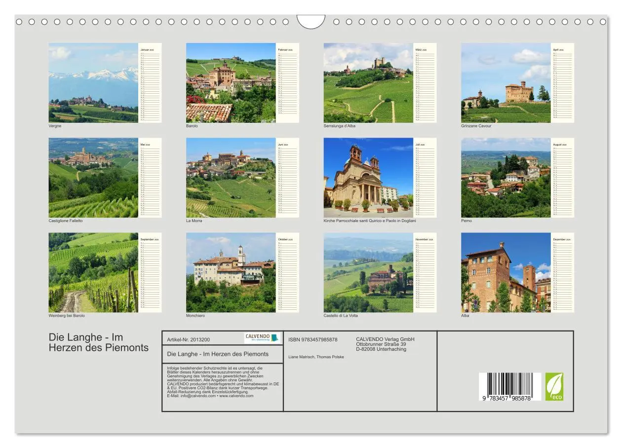 Bild: 9783457985878 | Die Langhe - Im Herzen des Piemonts (Wandkalender 2026 DIN A3...