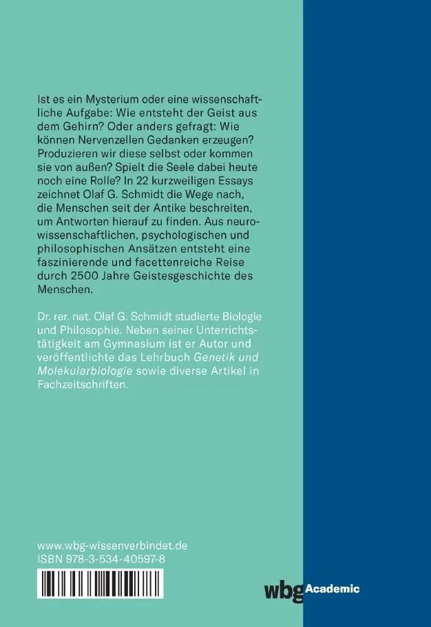 Rückseite: 9783534405978 | Von der antiken Seele zur modernen Hirnforschung | Olaf Schmidt | Buch