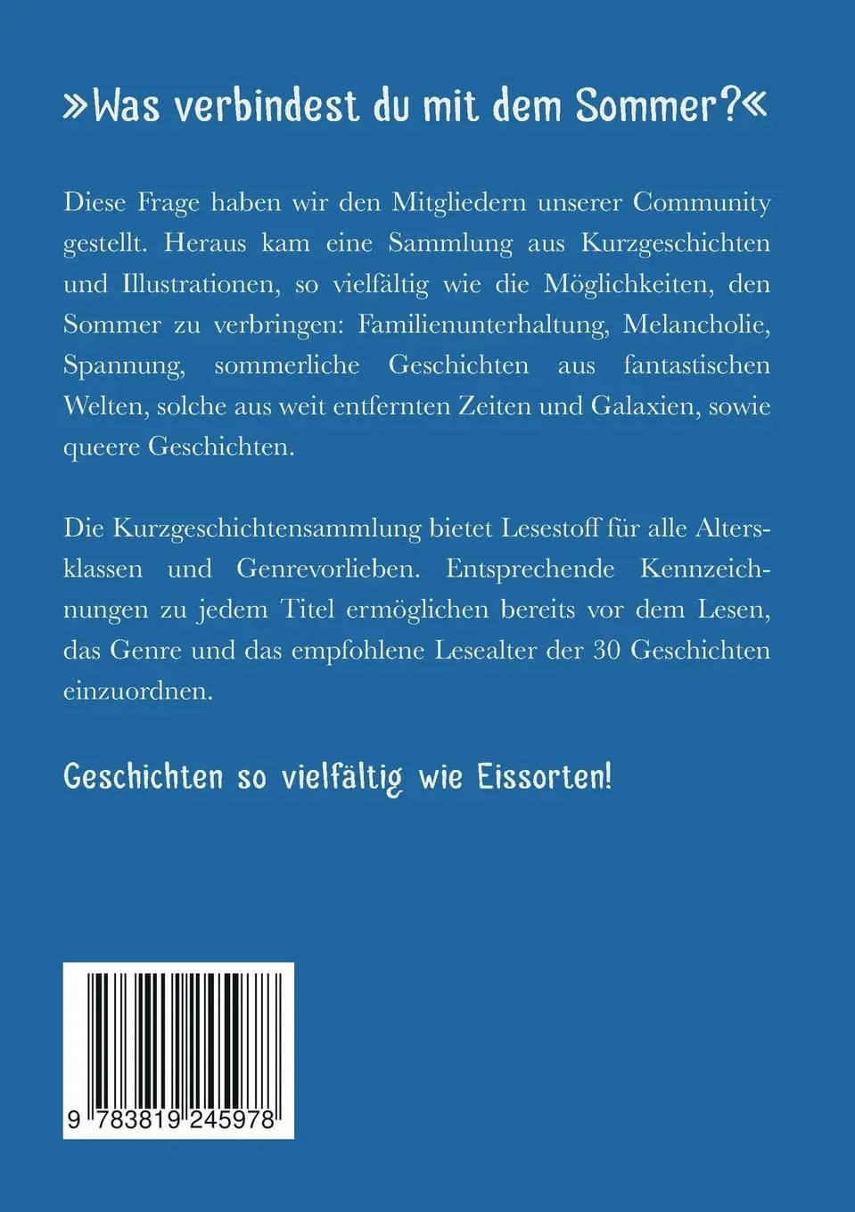 Rückseite: 9783819245978 | Sommer Anthologie | Word and Shield e. V. | Taschenbuch | 352 S.
