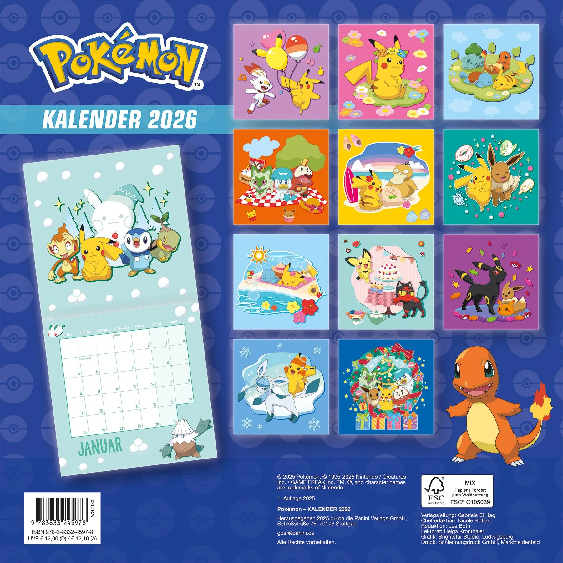 Rückseite: 9783833245978 | Pokémon: Kalender 2026 | Kalender | Pokémon | Kalender | 28 S. | 2026