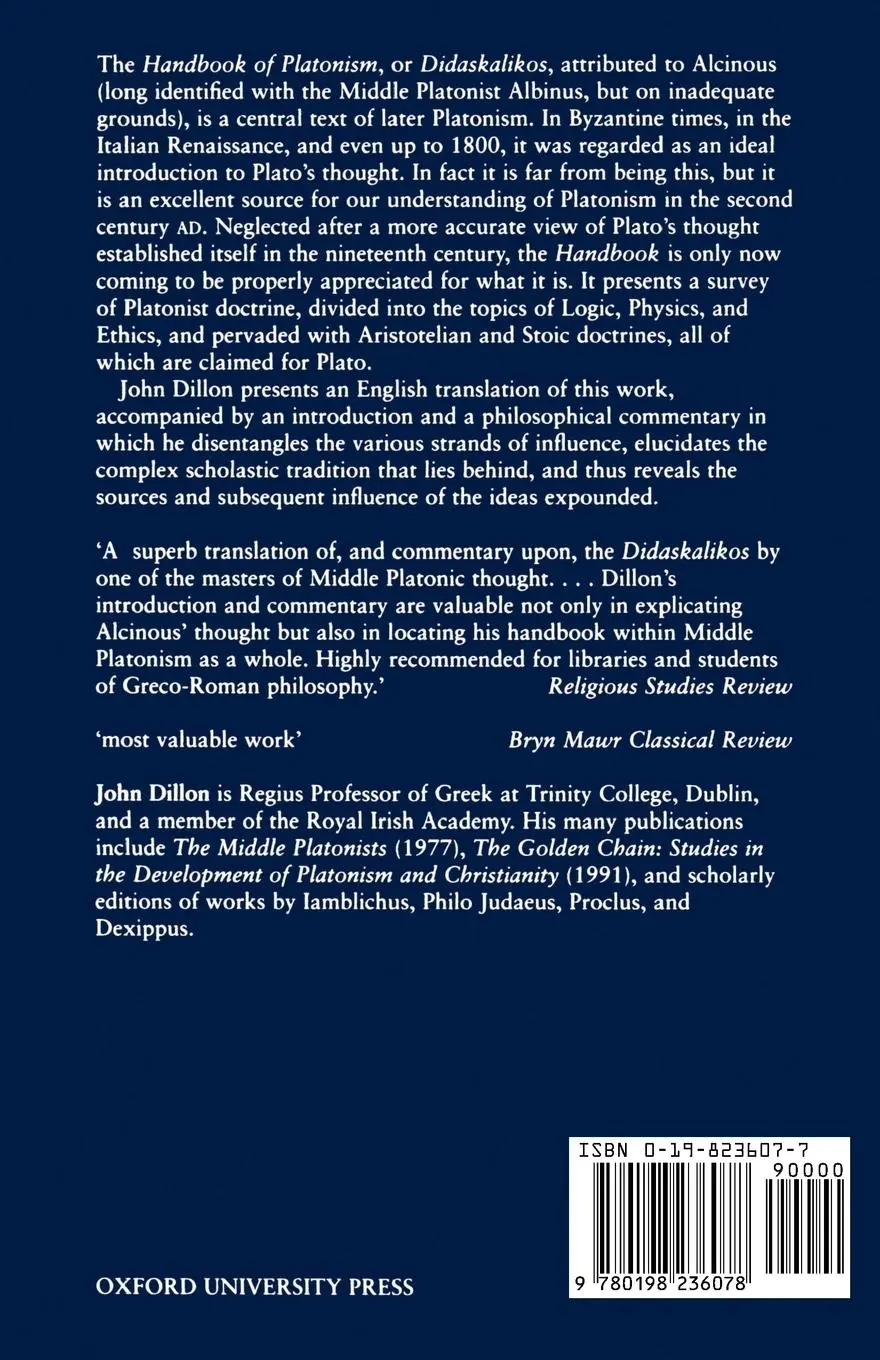 Rückseite: 9780198236078 | The Handbook of Platonism | Alcinous | Taschenbuch | Englisch | 1995