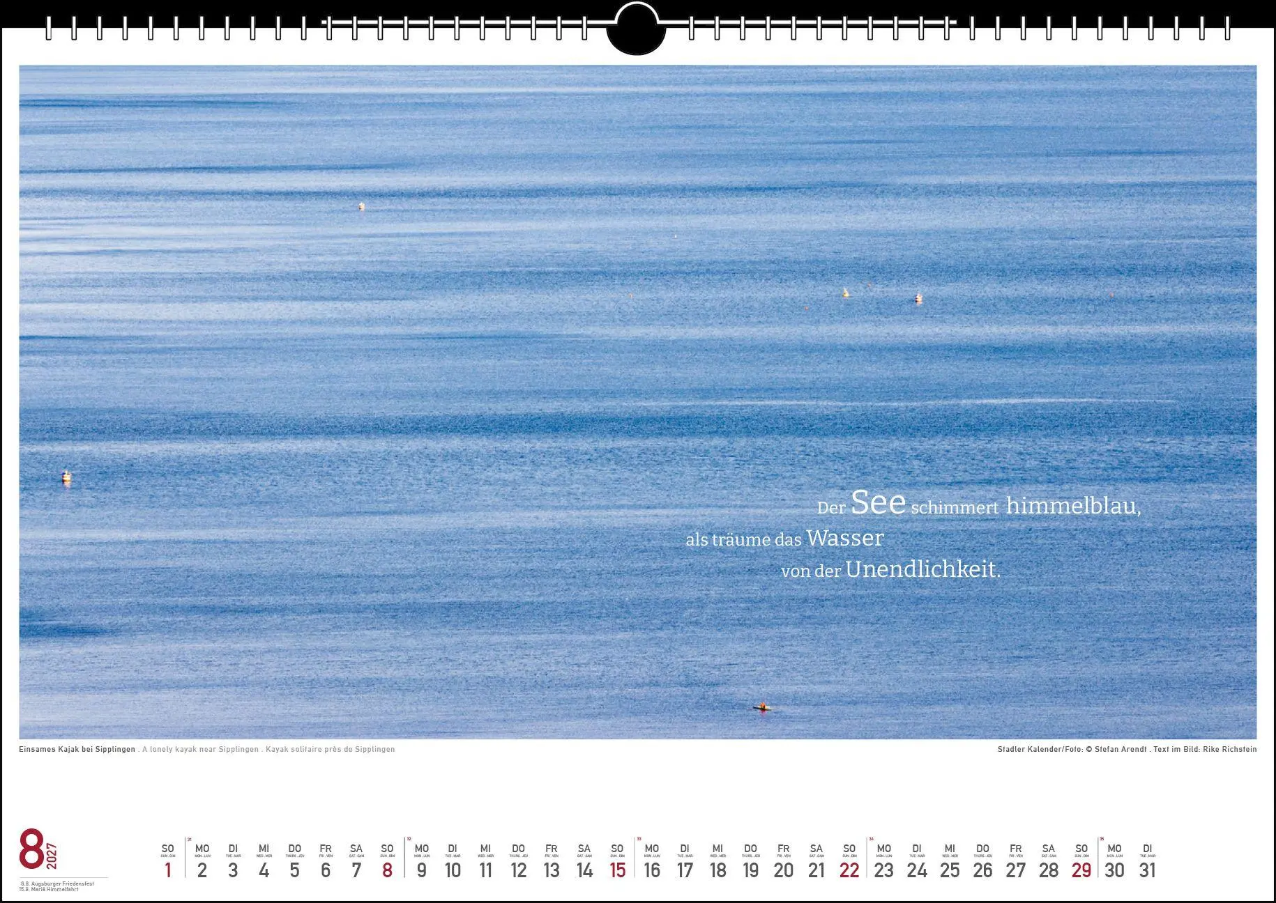Bild: 9783861926078 | Die Farben des Sees 2027 | Rike Richstein | Kalender | 13 S. | Deutsch