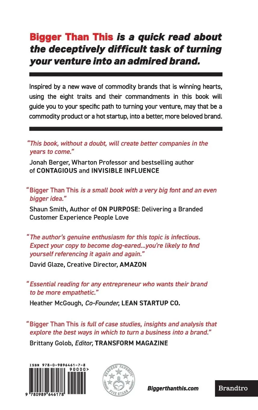 Rückseite: 9780989646178 | Bigger Than This | How to turn any venture into an admired brand