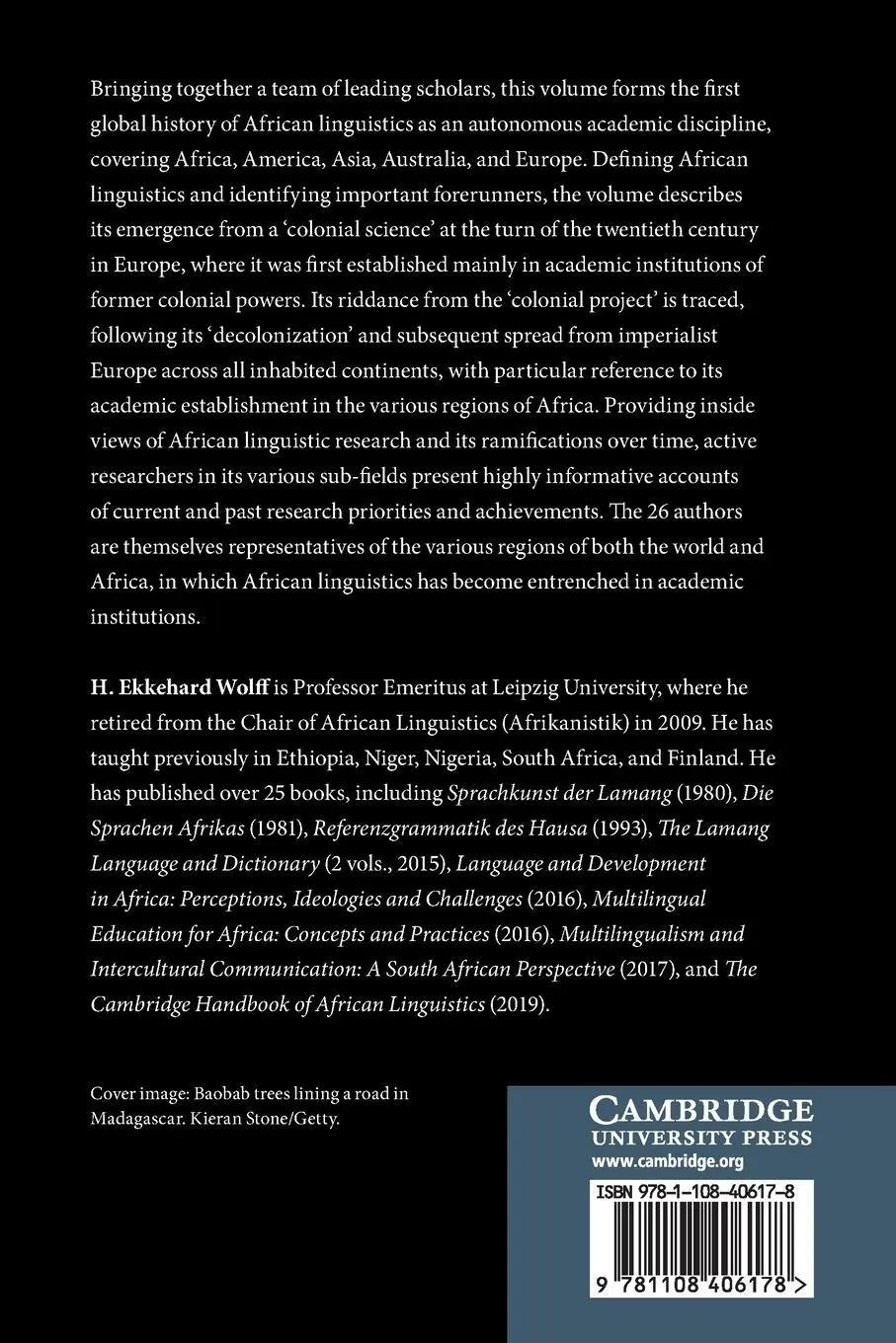 Rückseite: 9781108406178 | A History of African Linguistics | H. Ekkehard Wolff | Taschenbuch