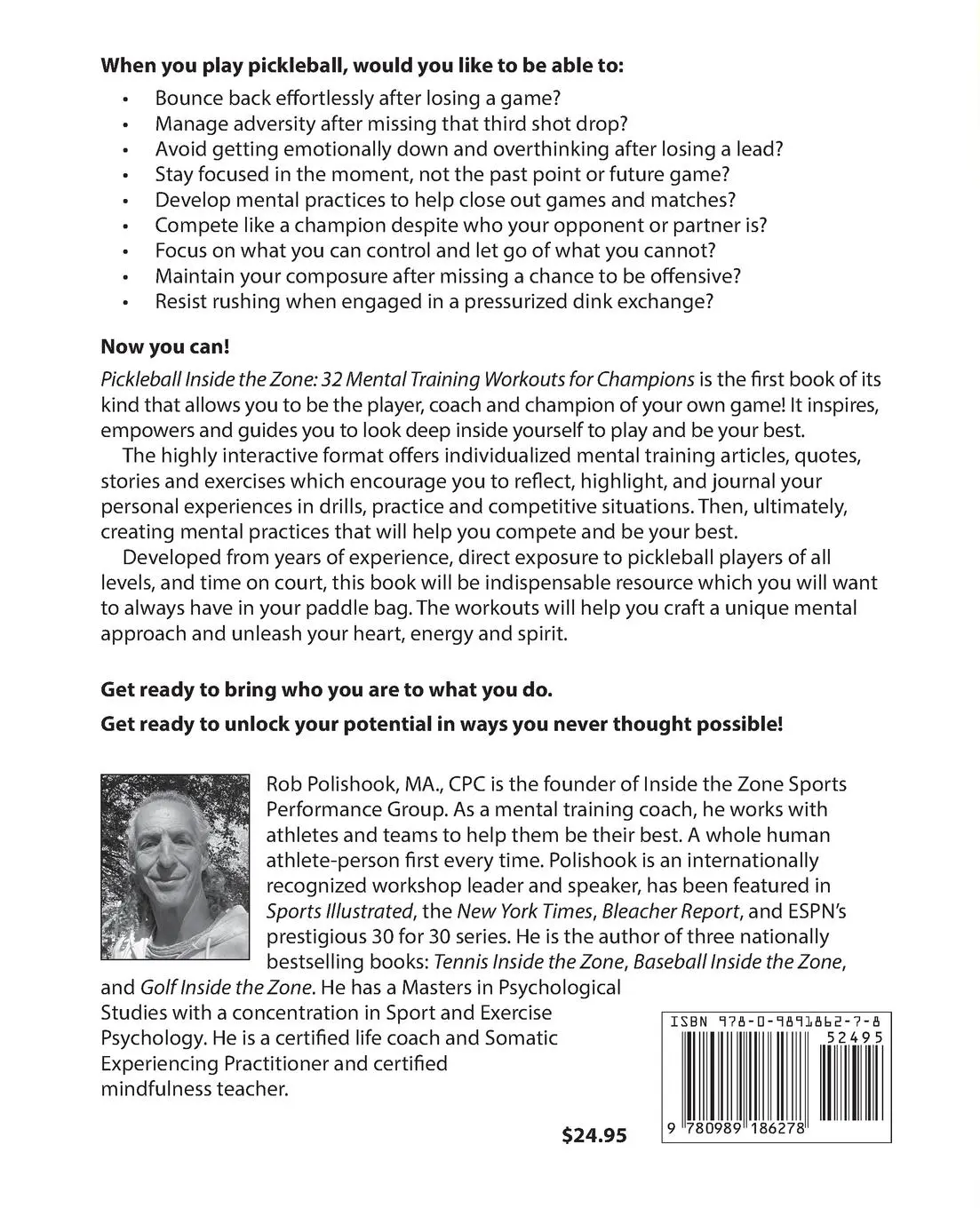 Rückseite: 9780989186278 | Pickleball Inside the Zone | 32 Mental Workouts for Champions | Buch