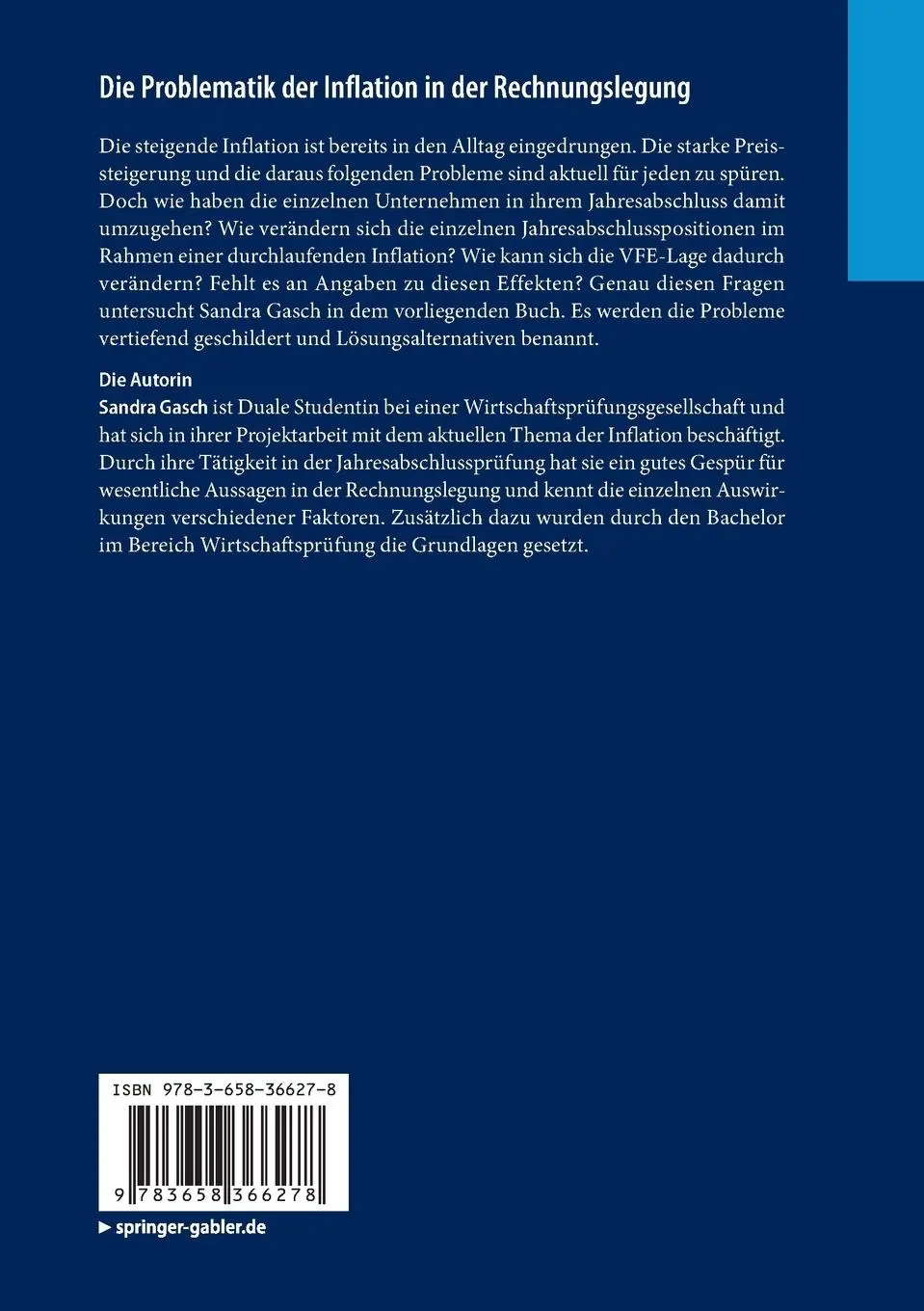 Rückseite: 9783658366278 | Die Problematik der Inflation in der Rechnungslegung | Sandra Gasch