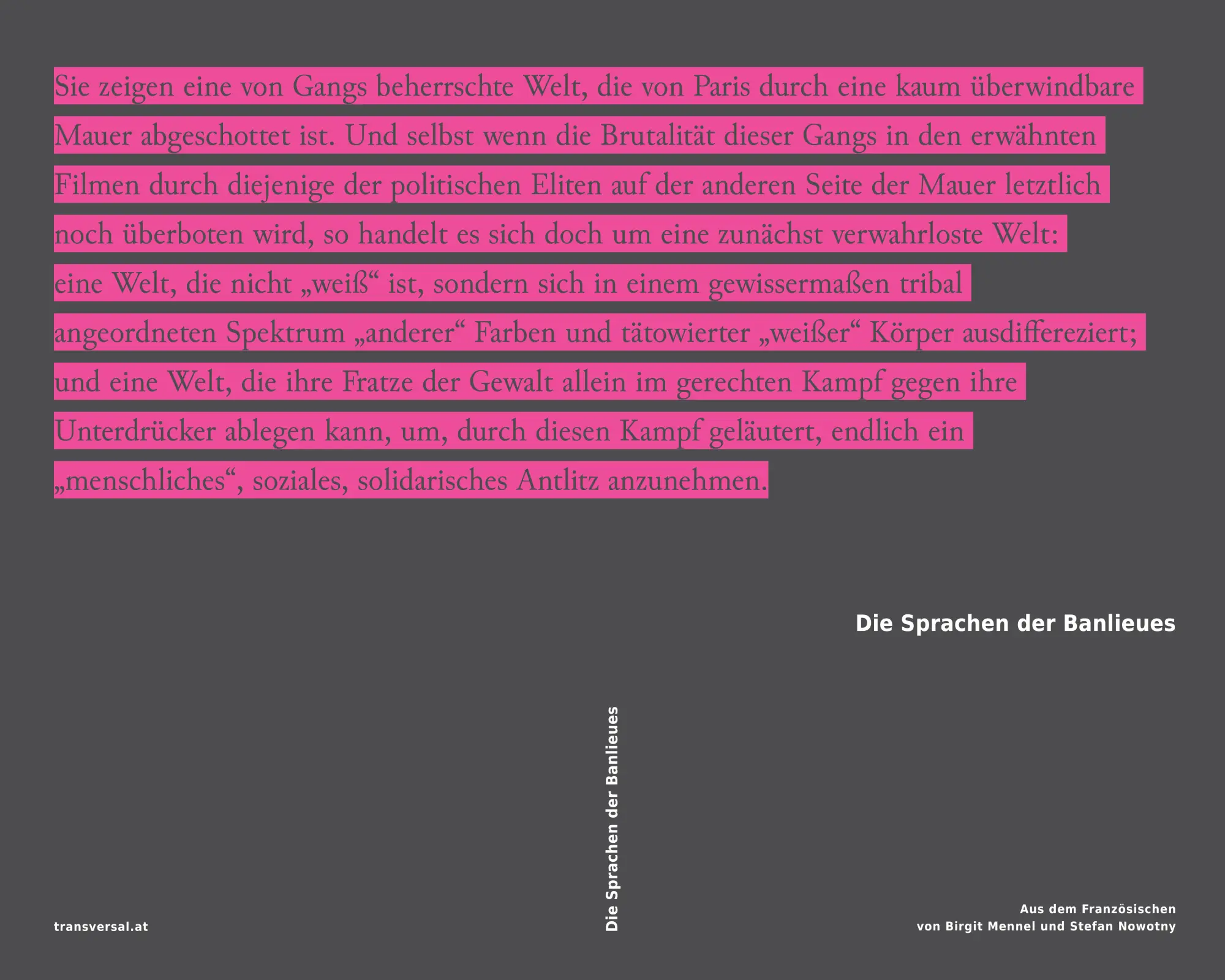 Cover: 9783950176278 | Die Sprachen der Banlieues | Birgit Mennel (u. a.) | Taschenbuch