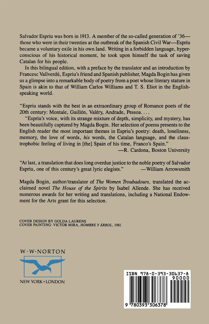Rückseite: 9780393306378 | Selected Poems of Salvador Espriu | Salvador Espriu | Taschenbuch