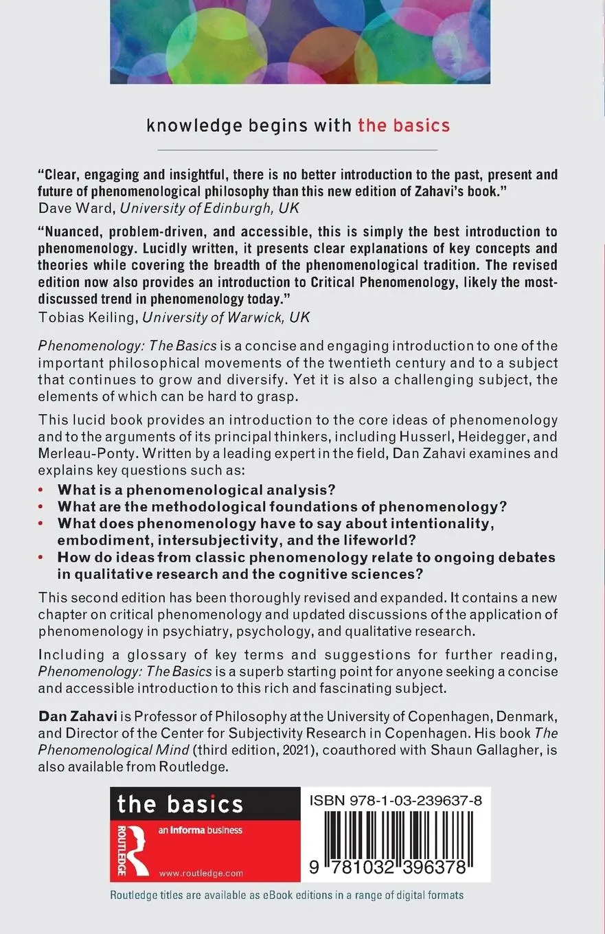 Rückseite: 9781032396378 | Phenomenology: The Basics | Dan Zahavi | Taschenbuch | The Basics