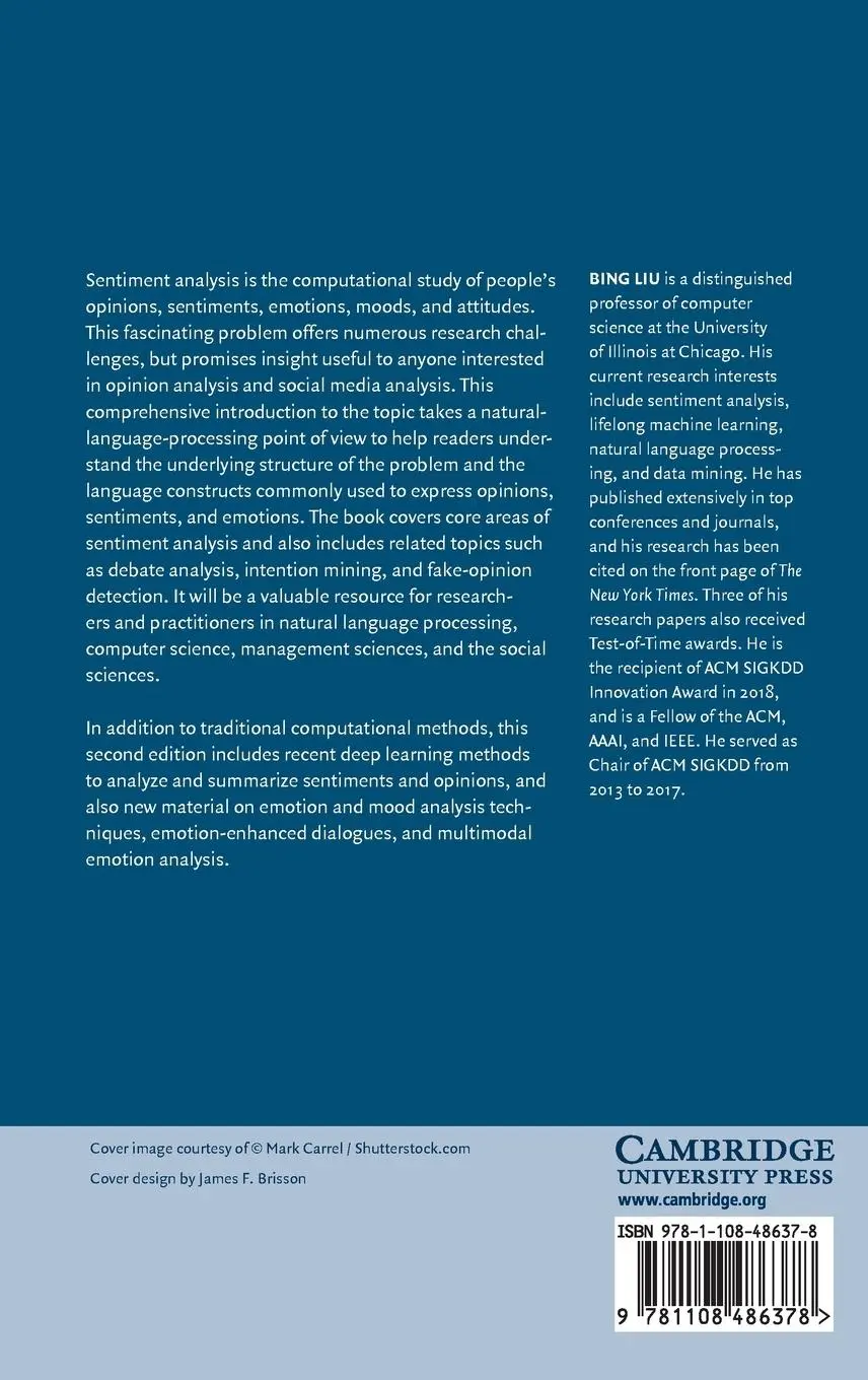 Rückseite: 9781108486378 | Sentiment Analysis | Bing Liu | Buch | Gebunden | Englisch | 2022