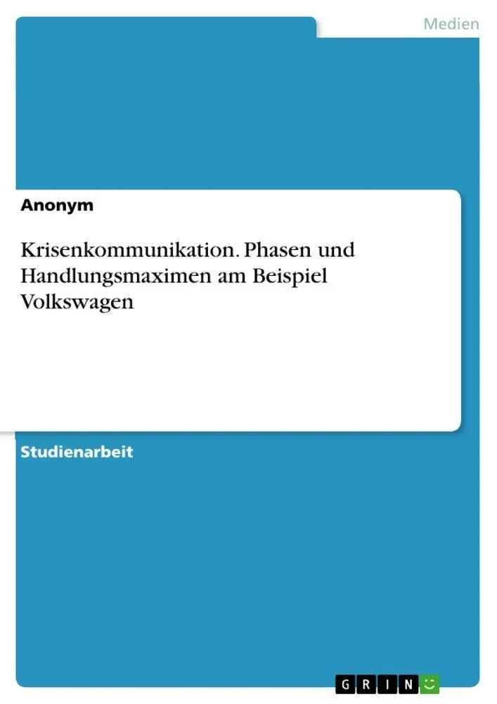 Cover: 9783346646378 | Krisenkommunikation. Phasen und Handlungsmaximen am Beispiel...