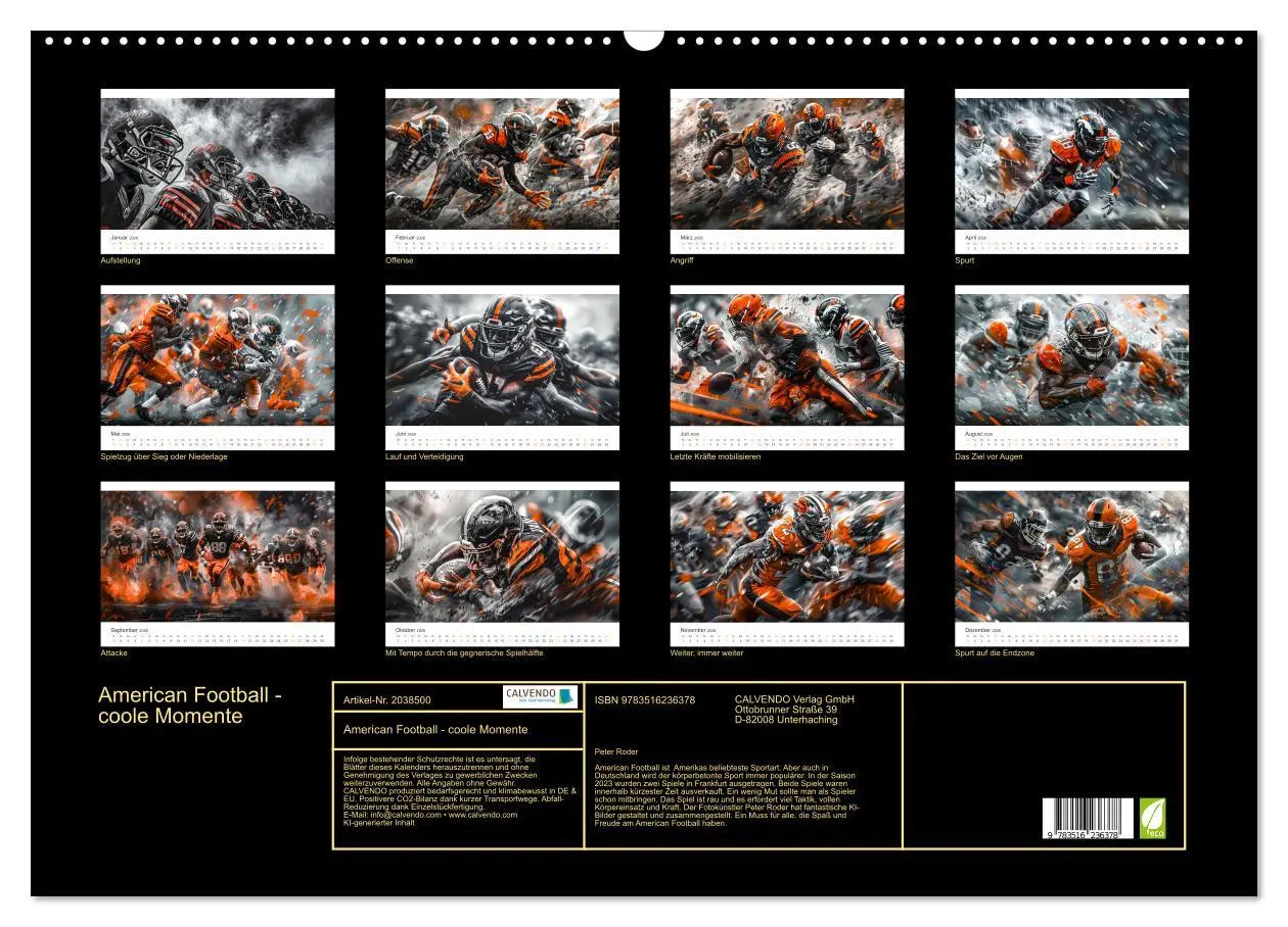 Bild: 9783516236378 | American Football - coole Momente (Wandkalender 2026 DIN A2 quer),...