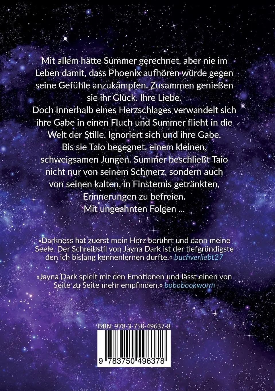 Rückseite: 9783750496378 | Darkness - Leuchtende Dunkelheit | Die Stille der Gefühle | Jayna Dark