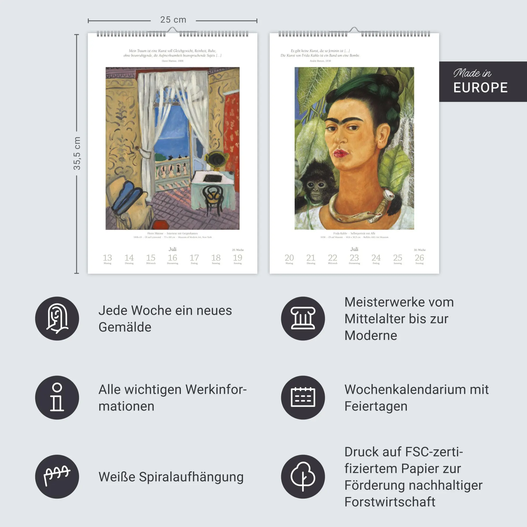 Bild: 9783840036378 | Kunst Wochen-Kulturkalender 2026 - 53 Meisterwerke der Malerei | 54 S.