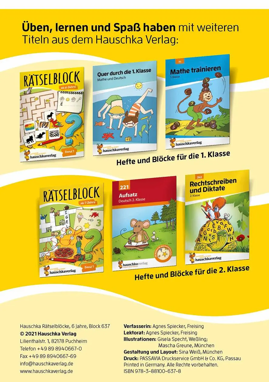 Bild: 9783881006378 | Rätselblock ab 6 Jahre - Band 2 | Agnes Spiecker | Taschenbuch | 64 S.
