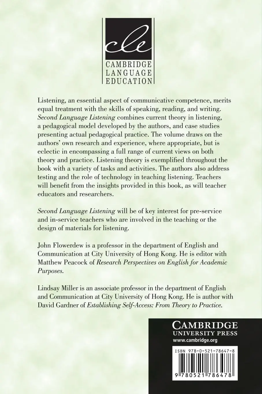Rückseite: 9780521786478 | Second Language Listening | Theory and Practice | Flowerdrew (u. a.)