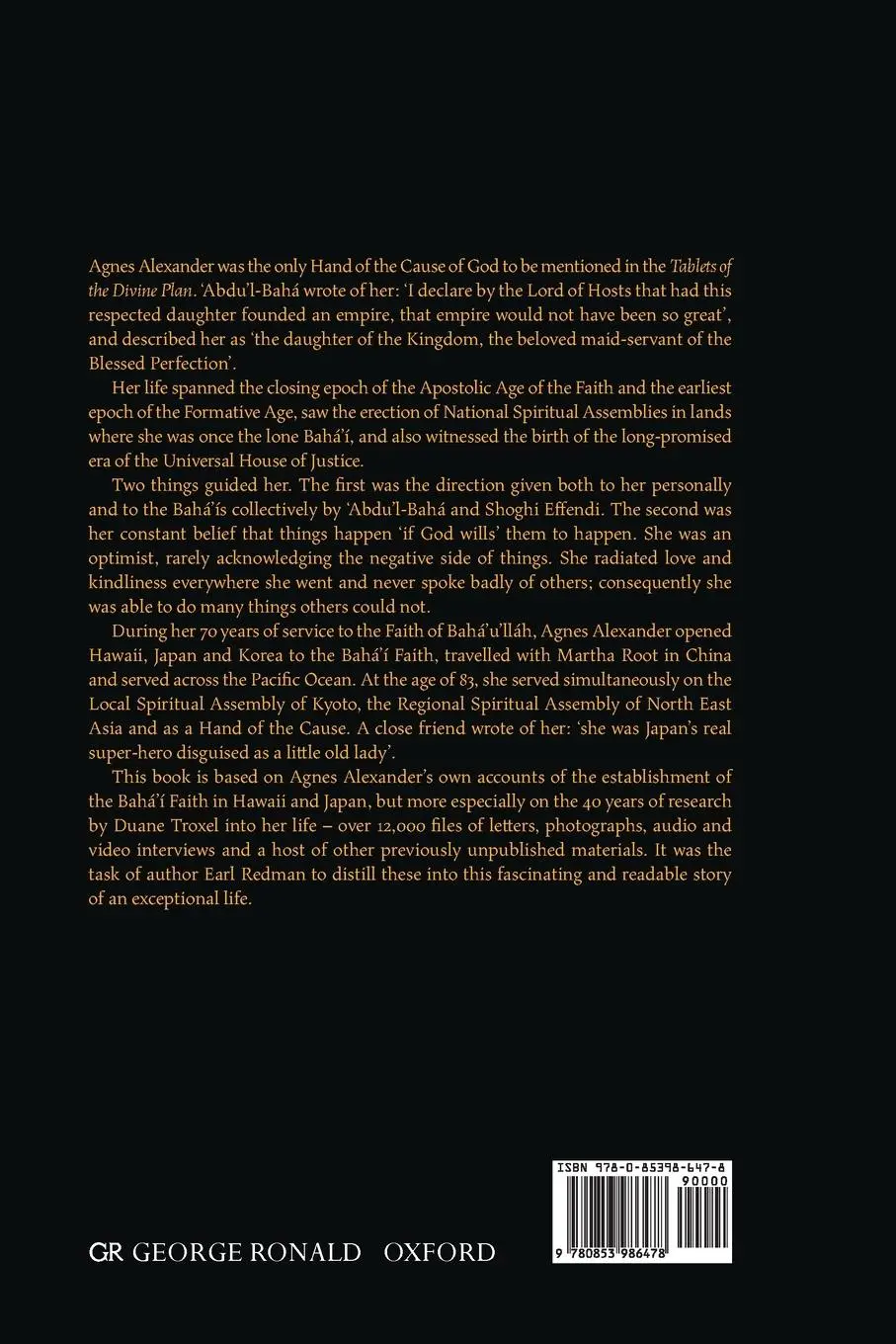 Rückseite: 9780853986478 | Agnes Baldwin Alexander Hand of the Cause of God | Earl Redman (u. a.)