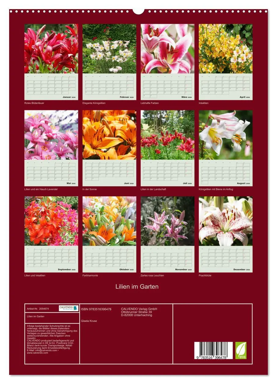 Bild: 9783516396478 | Lilien im Garten (hochwertiger Premium Wandkalender 2026 DIN A2...