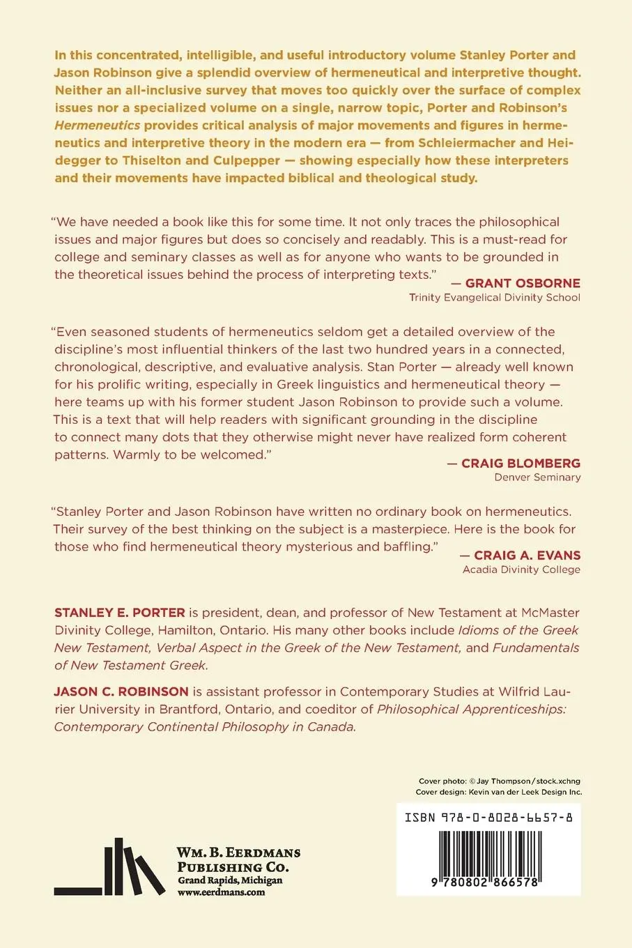 Rückseite: 9780802866578 | Hermeneutics | An Introduction to Interpretive Theory | Porter (u. a.)